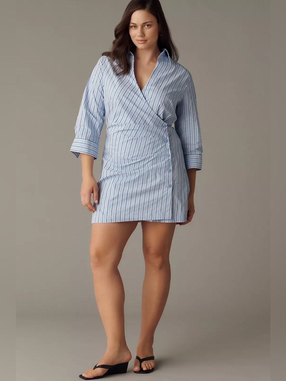 Anthropologie Maeve 1X Plus Stretch Poplin Wrap Mini Shirtdress NWT